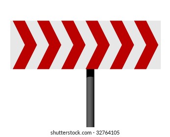 Red and white direction sign isolated on a white background - Shutterstock ID 32764105