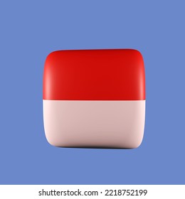 Red And White Flag In Smooth Rectangle Shape. 3D Rendering