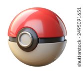 Red and white pokemon ball on white background with toy and automotive keywords