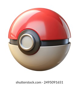 Red and white pokemon ball on white background with toy and automotive keywords