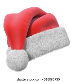 Red And White Santa Claus Hat, 3D Illustration