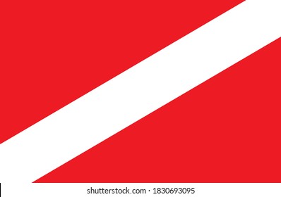 Red And White Scuba Dive Flag Illustration