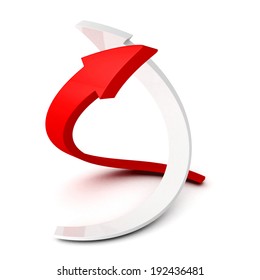 red and white spiral growing arrows. 3d render illustration