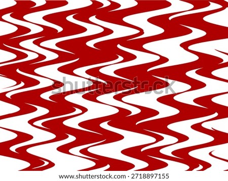 A red and white striped pattern with red waves. The pattern is very bold and eye-catching