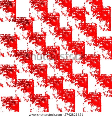 Red White Zigzag Woven Pattern with Grunge Texture, Seamless Background.