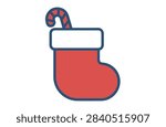 Red Winter Stocking Filled with Peppermint Candy Cane Vector Illustration Clipart