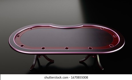 Red Wooden Poker Table Concept - 3D Illustration