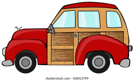 Red Woody Station Wagon