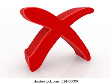 Red X Mark, Isolated On White Background.