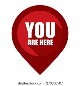 Red You Are Here Map Pointer Icon Isolated On White Background 