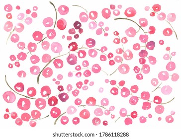 Redcurrant red berry on white background watercolor illustration