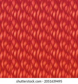 Reddish Orange Hair Texture, Seamless Background. Abstract Hand-drawn Pattern Waves Background. Hair Background.