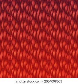 Reddish Orange Hair Texture, Seamless Background. Abstract Hand-drawn Pattern Waves Background. Hair Background.