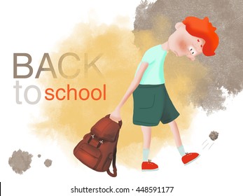 Red-haired Boy Bully Does Not Want To Go To School
