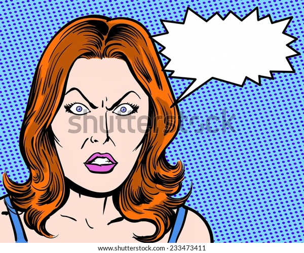 Redhead Comic Pop Art Character Angry Stock Illustration 233473411