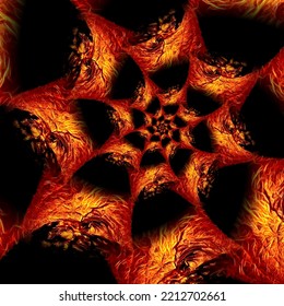 Red-hot Lava Spiral To Far Distant Vanishing Point 3D Illustration