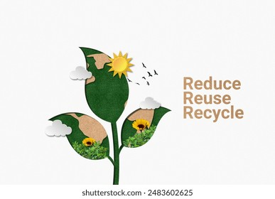 Reduce, reuse, recycle ecological concept. Ecological waste management and a sustainable and economical lifestyle.
 - Powered by Shutterstock