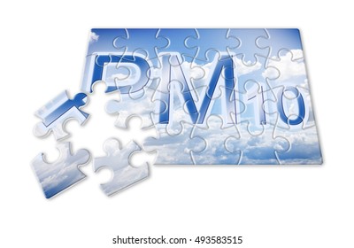 Reduction Of Particulate Matter (PM10) In The Air -  Concept Image In Puzzle Shape