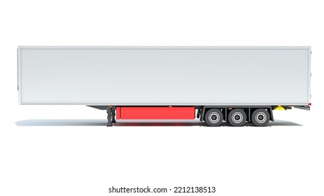 Reefer Refrigerator Trailer 3D Rendering On White Background