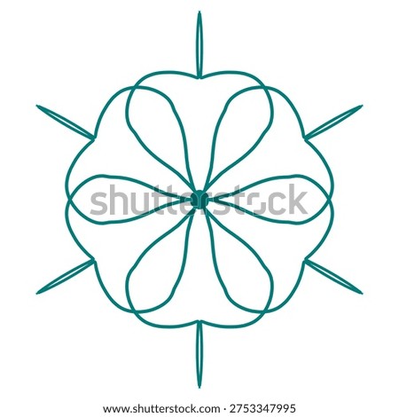 A refinement of your branding studies. This logo concept uses symmetry within a circular border. The central icon is clean and balanced, demonstrating how your complex mandalas can be simplified into a professional, recognizable mark.