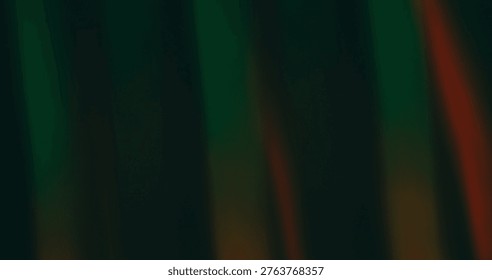 Reflection defocused glow. Lucent flare. Color striped light on dark black background. Vibrant abstract green red night luminosity.