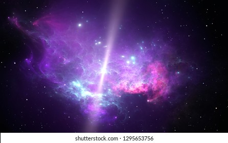 Reflection nebula around the pulsar. 3d illustration