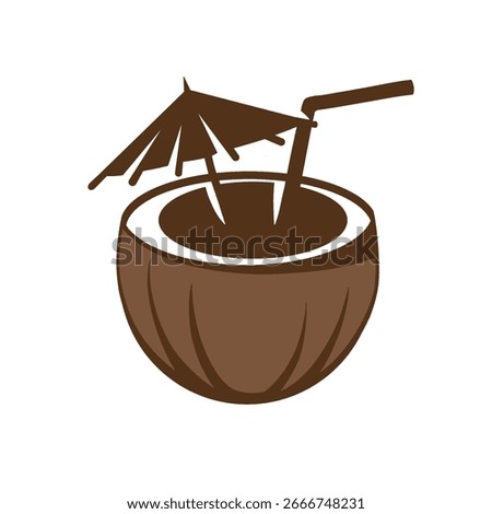 Refreshing coconut drink logo design, suitable for use in businesses selling coconut drinks