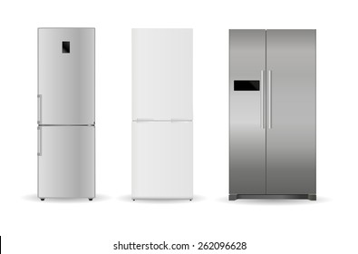 Refrigerators Silver White Two Doors Isolated Stock Illustration ...