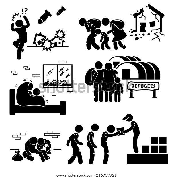 Refugees Evacuee War Stick Figure Pictogram Stock Illustration ...