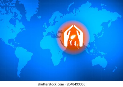 Refugees And Immigrants Looking For A New Life Expectancy. Afghanistan Map. Silhouette. Abandon Their Lands For A Better Future. World Map.