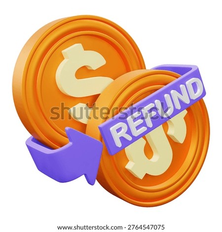 Refund Cash 3d rendering icon.