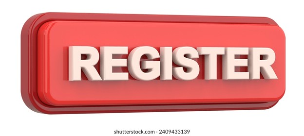 Register button. 3D button. 3D illustration.
