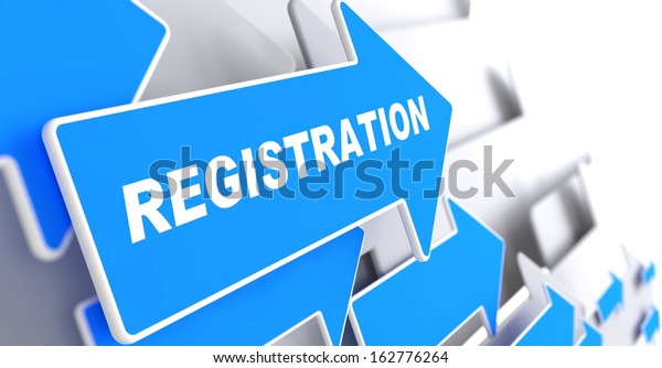 Registration Blue Arrow Registration Slogan On Stock Illustration 162776264