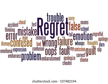 Regret, word cloud concept on white background.