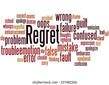 Regret, word cloud concept on white background.