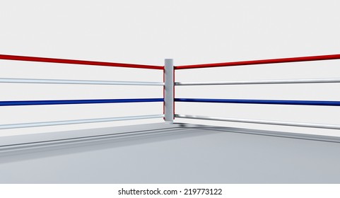 A Regular Boxing Ring Surrounded By Ropes On An Isolated White Background