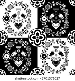 Regular cheerful black and white texture for kids with animals.
Black and white cheerful seamless background with birds and butterflies for children.
