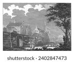 The Regular Monastery outside Amsterdam, 1502, Caspar Jacobsz. Philips, after Jacobus Versteegen, after Andries Schoemaker, 1752 - 1789 View of the Reguliersklooster outside the city walls.