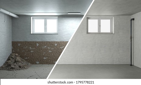 Rehabilitation and renovation of masonry in an old cellar 3D Rendering