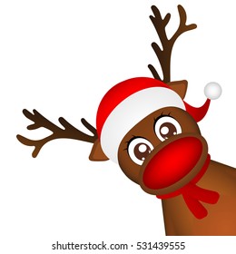 Reindeer Peeking Sideways On White Background Stock Vector (Royalty ...