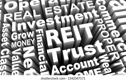 REIT Real Estate Investment Trust Words 3d Illustration