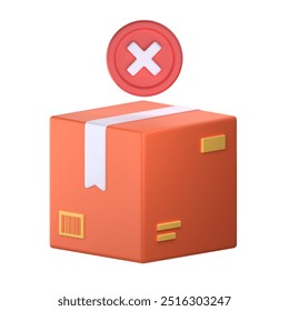 Rejected Box Package 3D Icon, perfect for E-commerce element