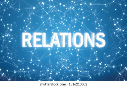 Relations on digital interface and blue network background
