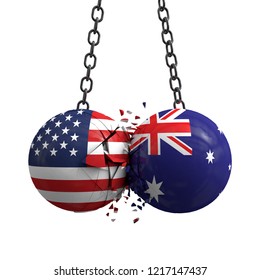 Relationship Conflict Between USA And Australia. Trade Deal Concept. 3D Rendering