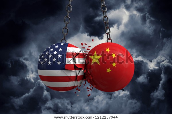 Relationship conflict between USA and China.\
Trade deal concept. 3D\
Rendering