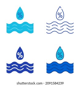 Relative Humidity Icon Set In Flat And Line Style.