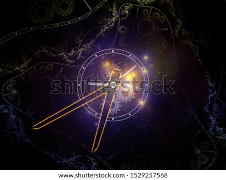 Relativity of Time. Faces of Time series. Composition of clock dials and abstract elements in association with science, education and modern technologies