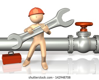 Reliable engineers are working with a large tool.This is a computer generated image,on white background. - Powered by Shutterstock