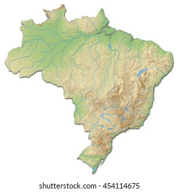 Relief map of Brazil - 3D-Rendering