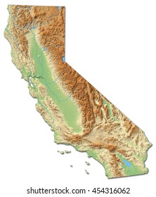 Relief map - California (United States) - 3D-Rendering
